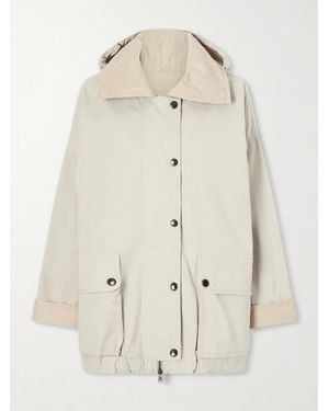 Brunello Cucinelli Corduroy-Trimmed Cotton And Linen-Blend Coat - Natural