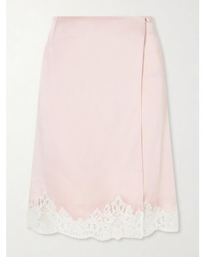 Stella McCartney Lace-Trimmed Satin Midi Skirt - Pink
