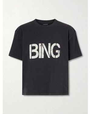 Anine Bing Walker Printed Cotton-Jersey T-Shirt - Black