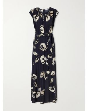 Max Mara Tie-Detailed Silk-Chiffon Maxi Dress - Blue