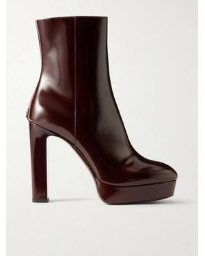 Jimmy Choo Marene 120 Kniehohe Stiefel Aus Glanzleder - Braun