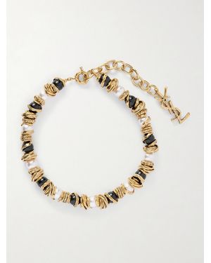 Saint Laurent Tone Pearl-Like Necklace - Natural