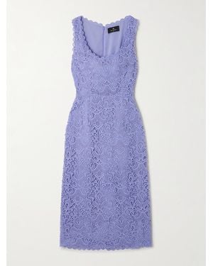 Etro Midikleid Aus Guipure-Spitze Mit Wellenkante - Lila