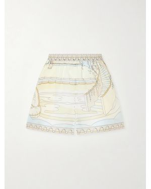 Tory Burch Printed Cotton Shorts - Natural