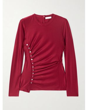 Rabanne Button-Detailed Gathered Jersey Top