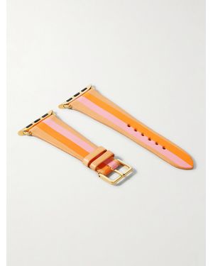 La Californienne Striped Leather Watch Strap - White