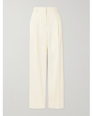 TOTEME Pleated Twill Wide-Leg Trousers - White