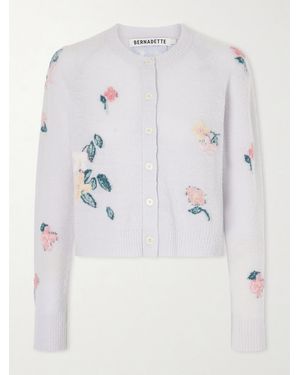 BERNADETTE Clemence Wool-Blend Floral-Patterned Cardigan - Gray