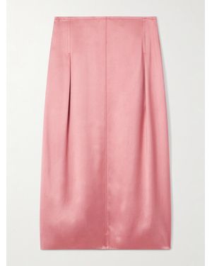 Lanvin Pleated Satin Midi Skirt - Pink
