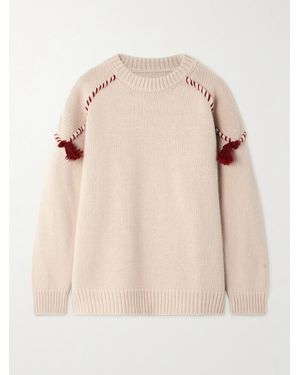 Fortela Pullover Aus Einer Woll-Kaschmirmischung Mit Troddeln - Natur