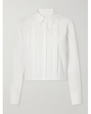 Twp Mon Cherie Cropped Pintucked Cotton-Poplin Shirt - White