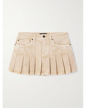 Balenciaga Pleated Denim Mini Skirt - Natural