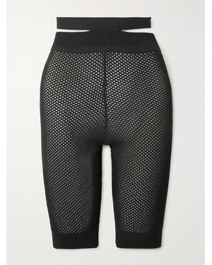 ANDREADAMO Cutout Open-Knit Shorts - Grey
