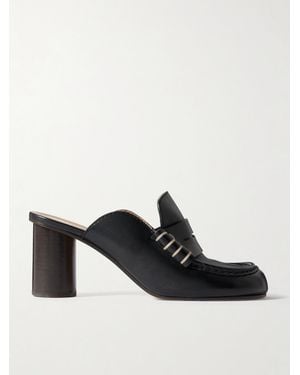JW Anderson Mules En Cuir À Points De Feston Loafer - Noir