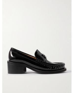 Ganni Butterfly Recycled Patent-Leather Loafers - Black