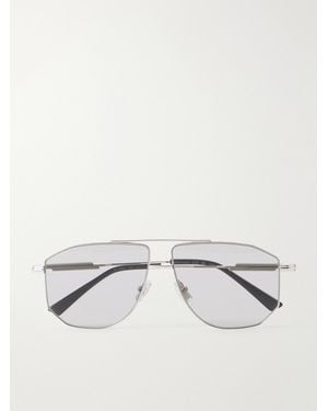 Bottega Veneta Ribbon Snap Aviator-Style Metal Sunglasses - Natural