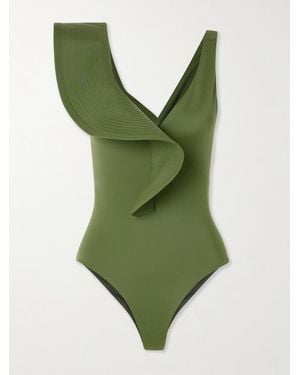 Johanna Ortiz Boleros Ruffled Recycled Swimsuit - Green