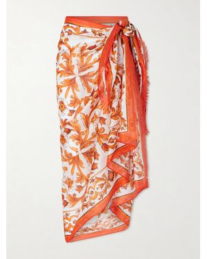 Dolce & Gabbana Maiolica Printed Cotton Pareo - Orange