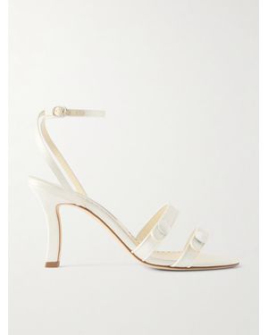 Manolo Blahnik Neusita 90 Satin Sandals - Natural