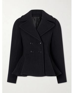 Alaïa Double-Breasted Wool-Blend Peplum Coat - Black