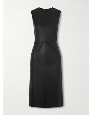 Stouls Eva Panelled Leather Midi Dress - Black
