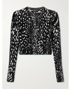 Tom Ford Animal-Jacquard Velvet Cardigan - Black
