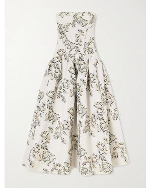 Carolina Herrera Strapless Metallic Floral-Jacquard Gown - Natural