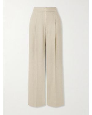 Loulou de Saison Juno Pleated Wool-Blend Wide-Leg Trousers - Natural