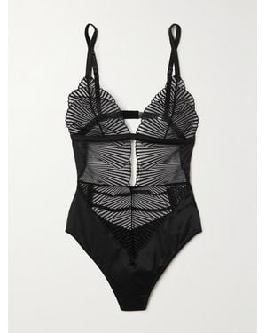 Coco De Mer Athena Body Aus Tüll Und Satin Mit Cut-Outs - Schwarz