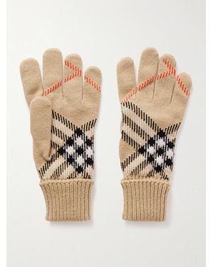 Burberry Checked Cashmere-Blend Gloves - Natural