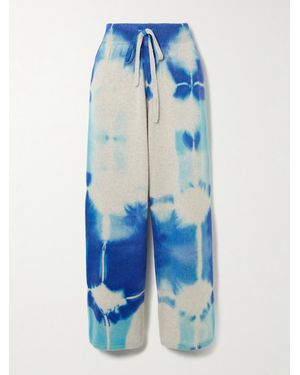 The Elder Statesman Rorschach Tie-Dyed Cashmere Straight-Leg Trousers - Blue