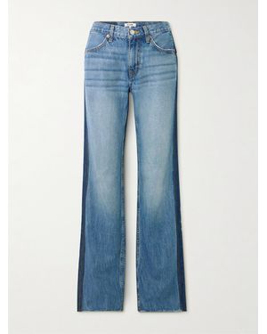 RE/DONE The Californian Frayed Two-Tone Mid-Rise Wide-Leg Jeans - Blue