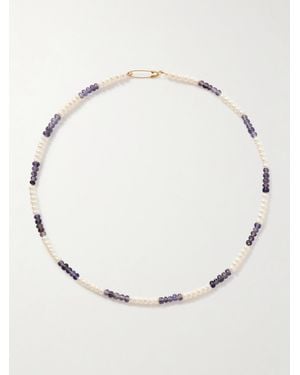 Loren Stewart 14-Karat, Iolite And Pearl Necklace - Natural