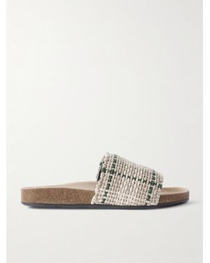 JW Anderson Pantoletten Aus Gewachster Baumwolle Mit Karomuster - Weiß