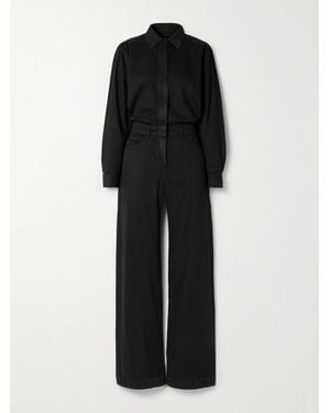 Rivet Utility Boyfriend Denim Jumpsuit - Black