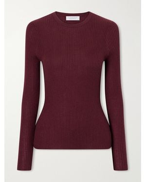 Gabriela Hearst Browning Ribbed Wool And Silk-Blend Jumper - Purple