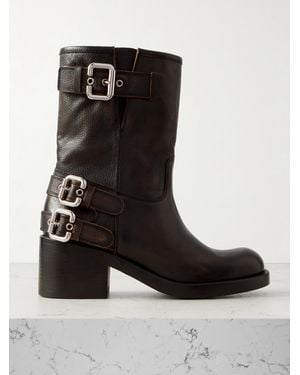 Chloé Buckled Textured-Leather Ankle Boots - Black