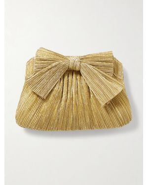 Loeffler Randall Rayne Bow-Embellished Plissé-Lamé Clutch - Metallic