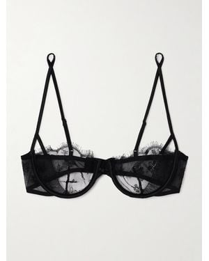 Kiki de Montparnasse Lace Underwired Soft-Cup Balconette Bra - Black