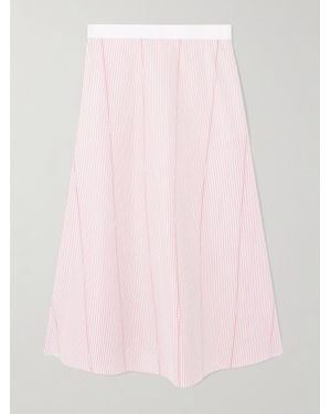 Gucci Jupe Midi En Popeline De Coton À Rayures - Rose