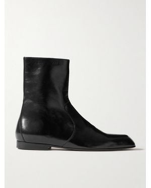 KHAITE Colt Glossed-Leather Ankle Boots - Black