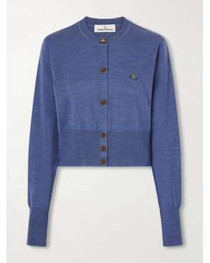 Vivienne Westwood Bea Logo-Embroidered Wool And Silk-Blend Cardigan - Blue