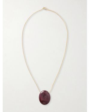 LIE STUDIO The Julia-Plated And Mookaite Pendant Necklace - White