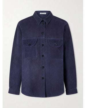 Blazé Milano Berber Panelled Suede Shirt - Blue