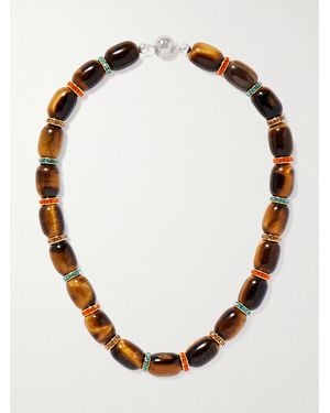 Julietta Donna-Tone Tiger's Eye And Crystal Necklace - Brown