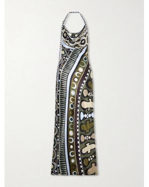 PUCCI Printed Satin Maxi Dress - White