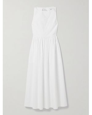 Matteau Tie-Detailed Gathered Organic Cotton Midi Dress - White