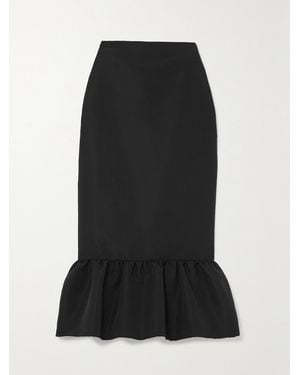 Brandon Maxwell Ruffled Silk-Twill Midi Skirt - Black