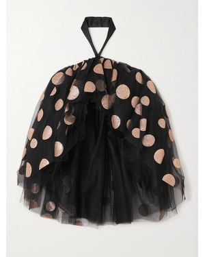 Halpern Neckholder-Oberteil Aus Tüll Mit Punkten - Schwarz