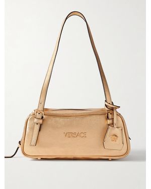 Versace Schultertasche Aus Metallic-Leder - Natur